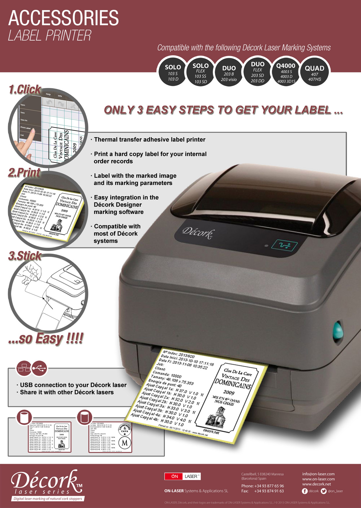Décork Thermal Transfer Label Printer